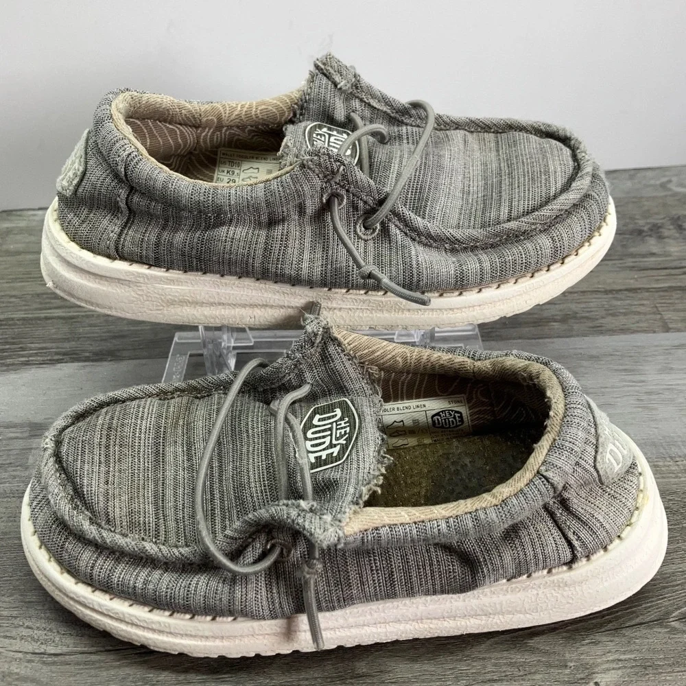 Hey Dude Wally Toddler Blend Linen Stone Grey Slip On Loafers Shoes Size 10T